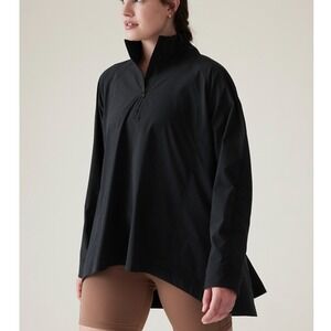Athleta Advantage Poplin Jacket Vented Back XL Black Windbreaker Gorpcore Active